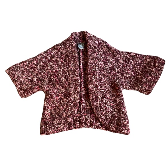 Tabitha Anthropologie Marled Wool Pink Chunky Knit Sweater Shrug Sz S - Picture 7 of 12